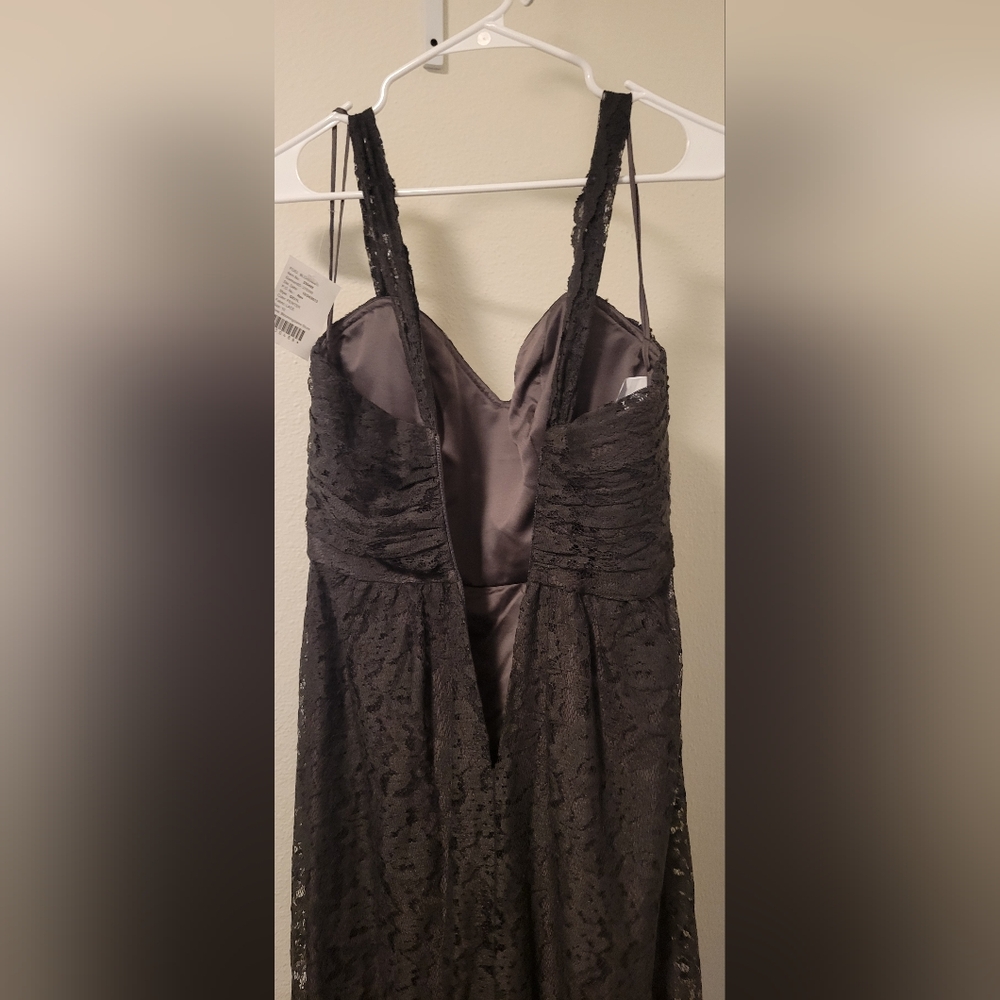 AMSALE ~ Gray Lace Sweetheart Sleeveless V Pweter Formal Gown 2 NEW $390 - Picture 7 of 13
